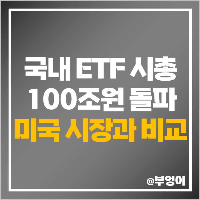 국내 ETF 시가총액 100조 달성, 미국 ETF 시장과 비교하면? 국내 ETF 시가총액 100조 달성, 미국 ETF 시장과 비교하면?