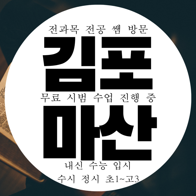  김포 마산동 고등 영어과외 중등 수학과외 전과목 영수 국어 과학 초등학생