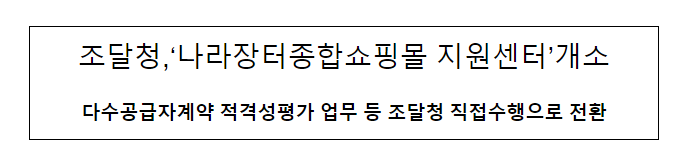 ‘나라장터종합쇼핑몰 지원센터’ 개소 ‘나라장터종합쇼핑몰 지원센터’ 개소