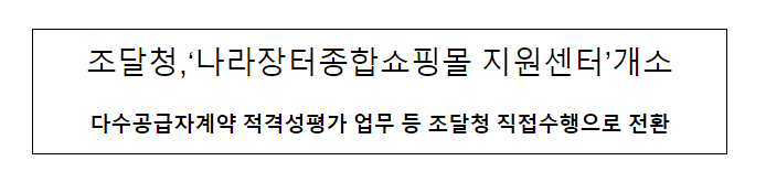 ‘나라장터종합쇼핑몰 지원센터’ 개소