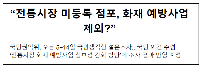 “전통시장 미등록 점포, 화재 예방사업 제외?”ㅊ