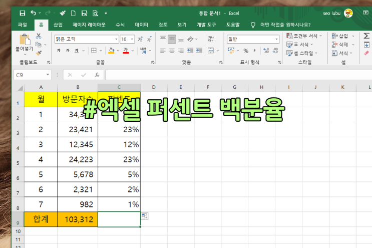  엑셀 퍼센트 수식 계산 함수 이용하기