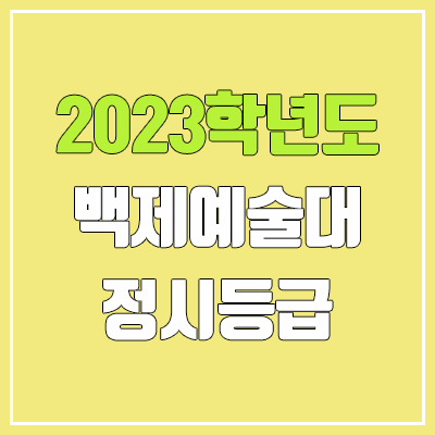 2023 백제예술대학교 정시등급 (예비번호, 백제예대)