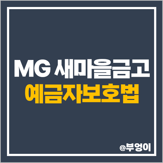 MG 새마을금고 예금자보호법 : 중앙회 5천만 원 한도 적용 MG 새마을금고 예금자보호법 : 중앙회 5천만 원 한도 적용