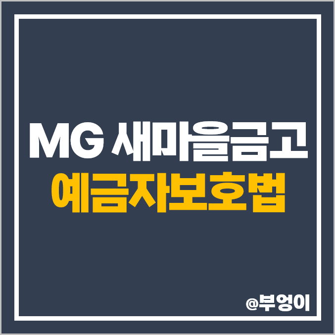 MG 새마을금고 예금자보호법 : 중앙회 5천만 원 한도 적용