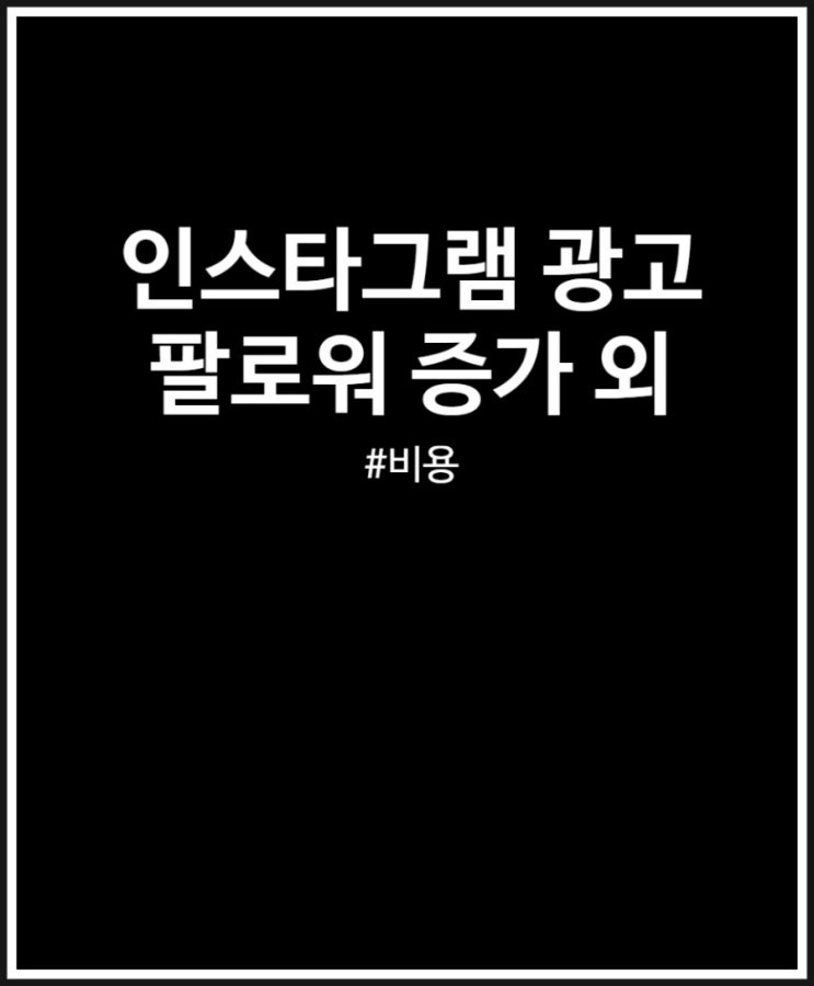  인스타그램 광고 비용 얼마일까? 팔로워 늘리기 외