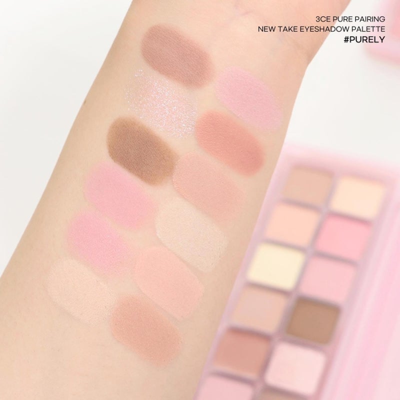 요즘 찐 데일리 3ce 퓨어페어링 에디션 발색, 뉴테이크 아이 섀도우 팔레트 PURELY, 뉴테이크 페이스 블러셔 FRIENDLY,  소프트 매트 립스틱 BETTER MOOD 추천! : 네이버 블로그