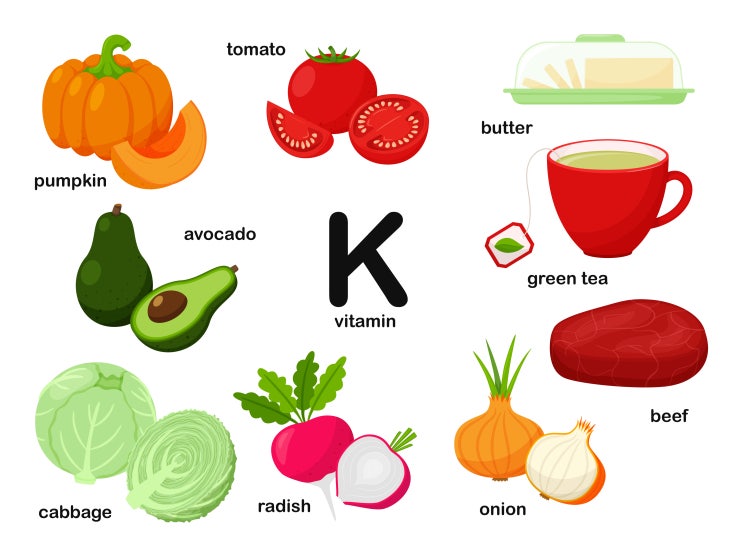 비타민K(바이타민 K1, K2) 효능 효과, 많은 음식, 권장량, 과잉증(과다), 결핍증(부족) 필로퀴논, 메나퀴논