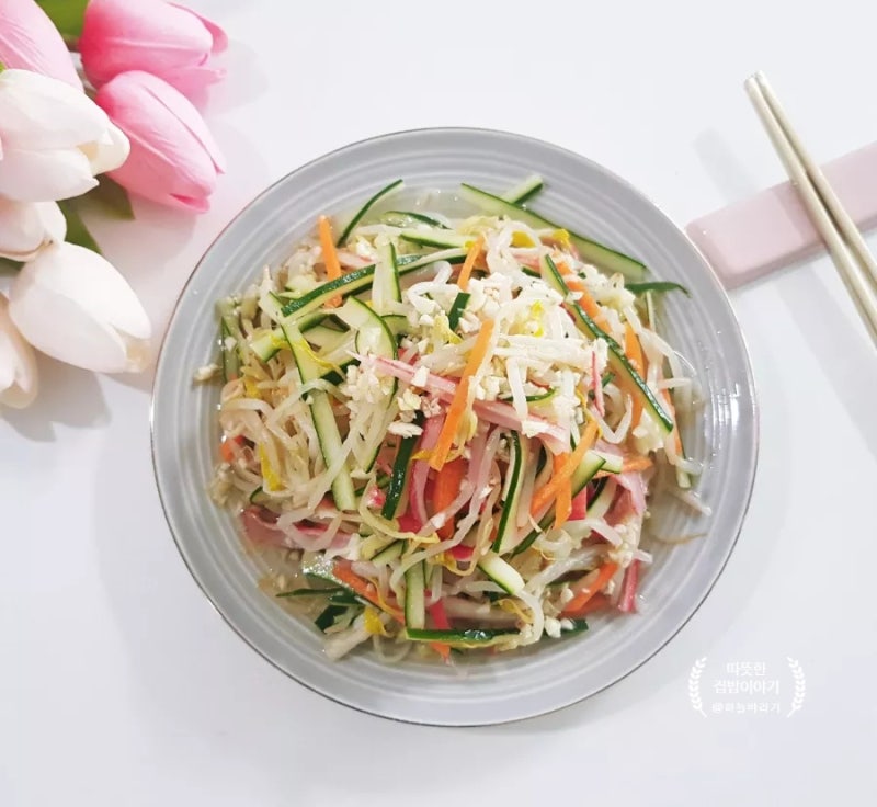 숙주 오이 맛살 냉채 만드는 법 알토란 숙주 오이 냉채 마늘 소스 만들기 여름 음식 숙주 오....