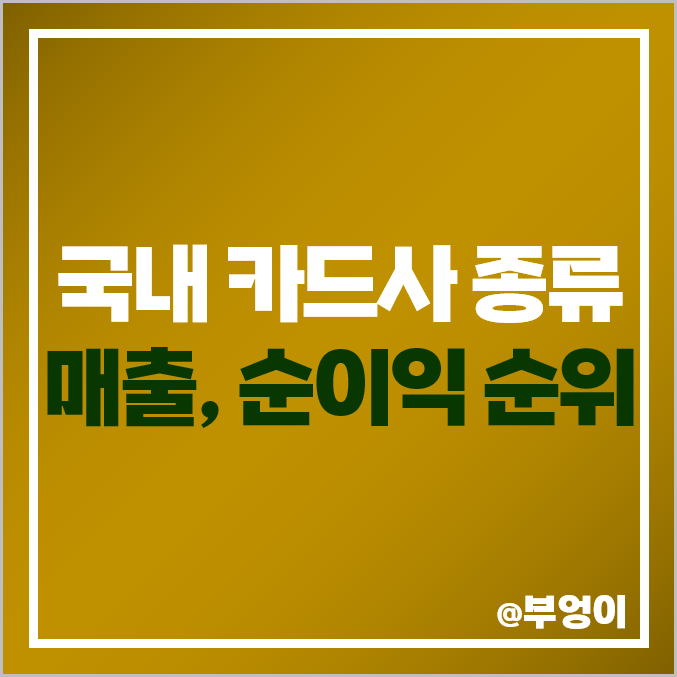 국내 신용 카드사 순위 및 종류 : 한국 카드회사 매출, 이익 비교 국내 신용 카드사 순위 및 종류 : 한국 카드회사 매출, 이익 비교