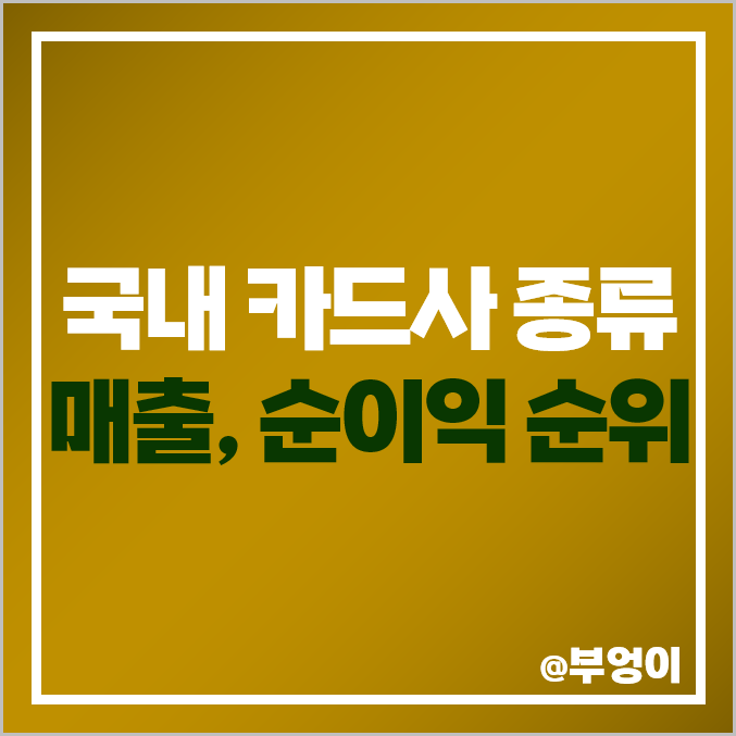 국내 신용 카드사 순위 및 종류 : 한국 카드회사 매출, 이익 비교