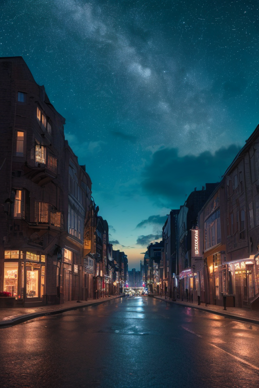 [Ai Greem] 배경_길거리 030: 저녁 시간 도시의 모습 무료 이미지, 초저녁의 길거리 모습 무료 일러스트