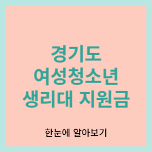  2023년 경기도 여성청소년 생리용품(생리대) 지원금 신청 안내