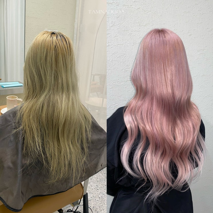  퇴색도 이쁜  #애쉬핑크 붙임머리! #분당붙임머리