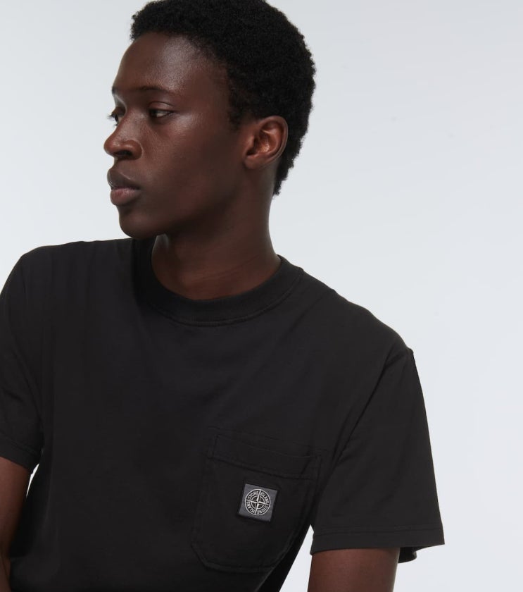  스톤아일랜드(Stone Island) 코튼 저지 블랙 티셔츠
