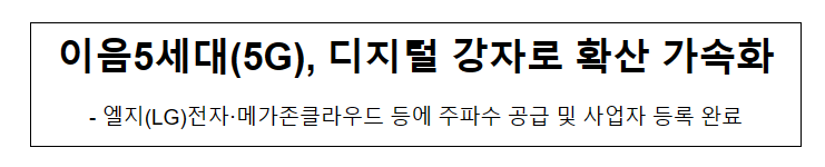 이음5세대(5G), 디지털 강자로 확산 가속화 이음5세대(5G), 디지털 강자로 확산 가속화