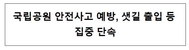 국립공원 안전사고 예방, 샛길 출입 등 집중 단속 국립공원 안전사고 예방, 샛길 출입 등 집중 단속