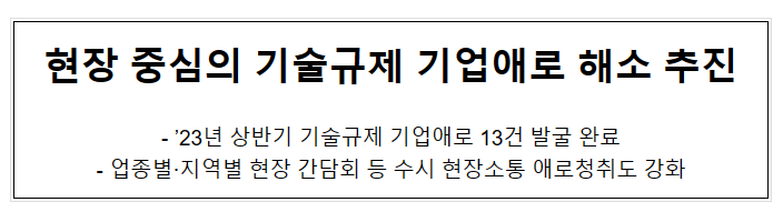 현장 중심의 기술규제 기업애로 해소 추진 현장 중심의 기술규제 기업애로 해소 추진