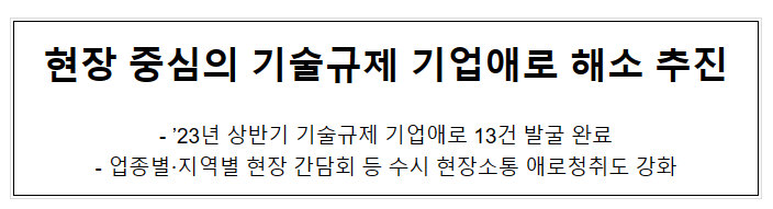 현장 중심의 기술규제 기업애로 해소 추진