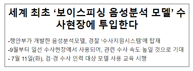 세계 최초 ‘보이스피싱 음성분석 모델’ 수사현장에 투입한다 세계 최초 ‘보이스피싱 음성분석 모델’ 수사현장에 투입한다