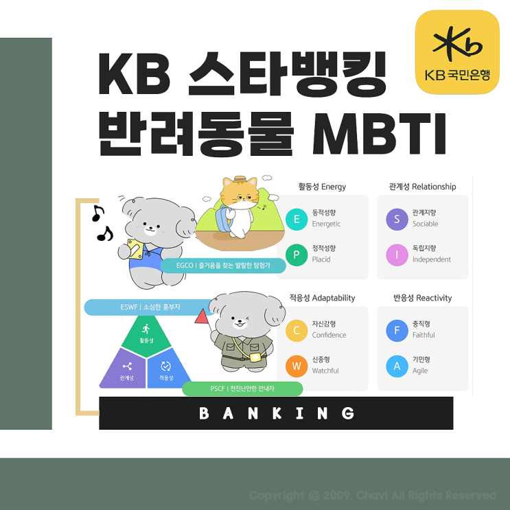  KB스타뱅킹에서 반려동물 성격유형검사 MBTI 해보세요.