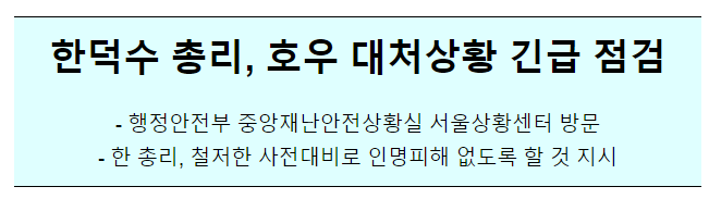 호우대비 상황 점검회의(7.10(월) 18:00, 서울상황센터)