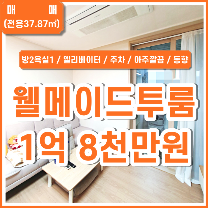  [매매] 사하구 괴정웰메이드홈 16평 괴정신축투룸 엘리베이터 주차 시스템에어컨 붙박이장 동향 내부상태좋음 도생(아파트-원룸형)