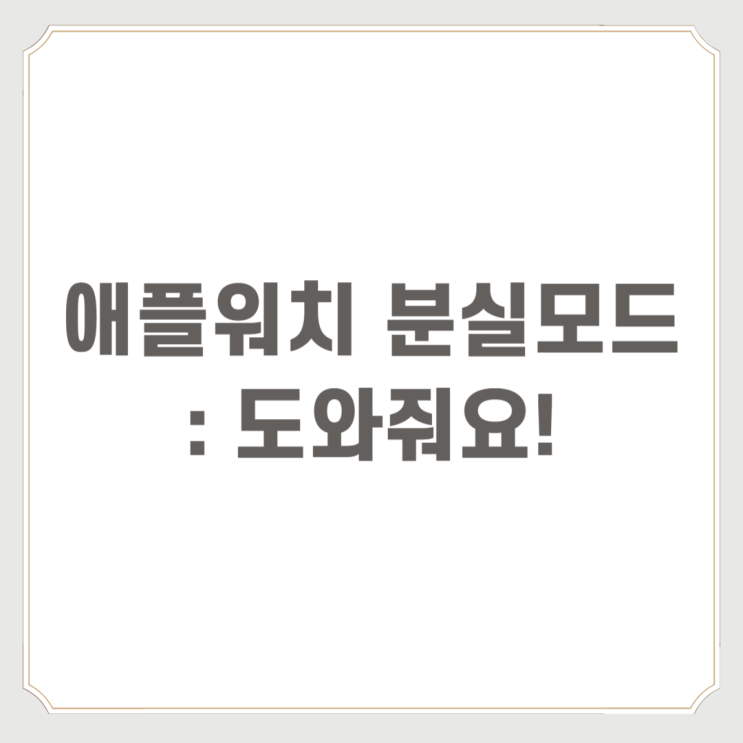  애플워치 분실 모드 : 도와줘요!