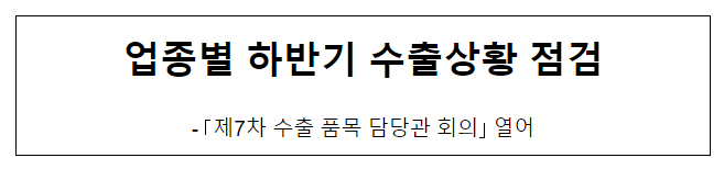 업종별 하반기 수출상황 점검 업종별 하반기 수출상황 점검