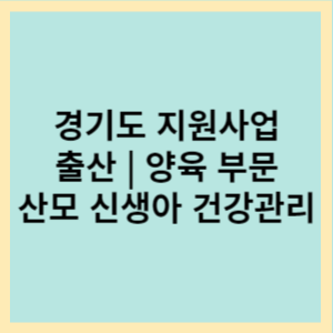  경기도 출산 및 양육 지원사업 | 산모, 신생아 건강관리 지원사업 | 신청방법 및 지원대상 알아보기