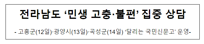 전라남도 ‘민생 고충·불편’ 집중 상담 전라남도 ‘민생 고충·불편’ 집중 상담