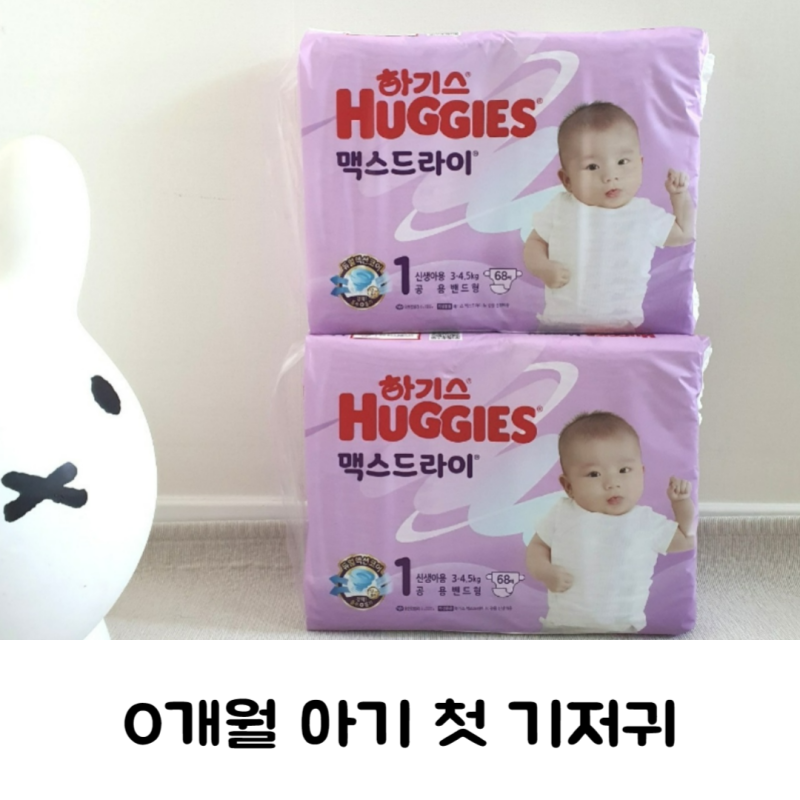 0개월 아기 첫 신생아 기저귀 하기스 1단계 쓰는 중