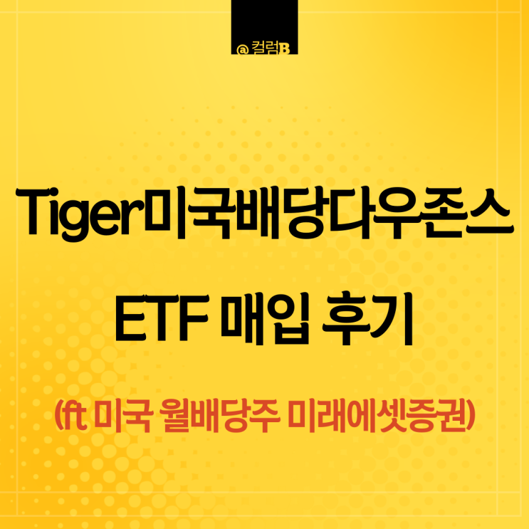 Tiger미국배당다우존스 ETF 매입 후기 (ft 미국 월배당주 미래에셋증권 퇴직연금DC형)