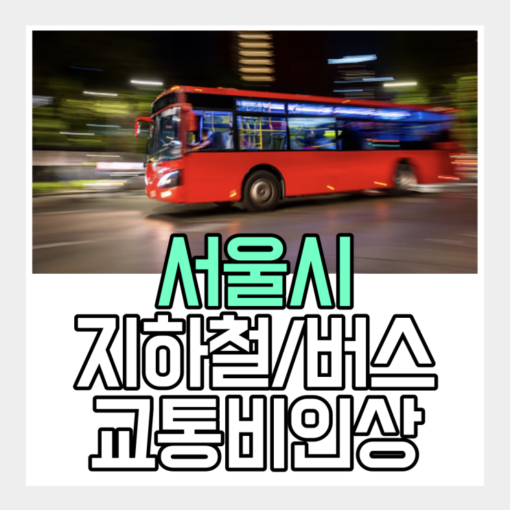 <b>서울시 대중교통</b>비 300~700원... 소개 (ft. 알뜰교통카드)