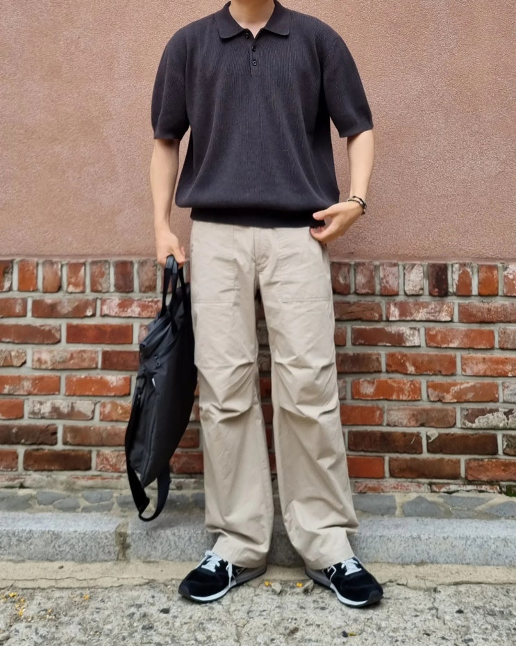 인더로우 COTTON RIB KNIT POLO CARBON GREY 리뷰 끝판왕 반팔 니트 추천 코디까지