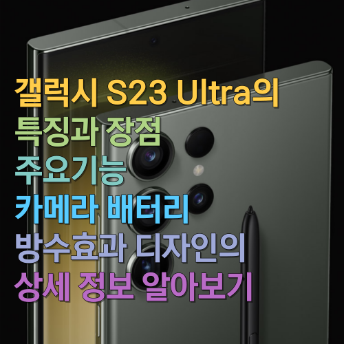  갤럭시 S23 Ultra의 특징과 장점 주요기능 카메라 배터리 방수효과 디자인의 상세 정보 알아보기