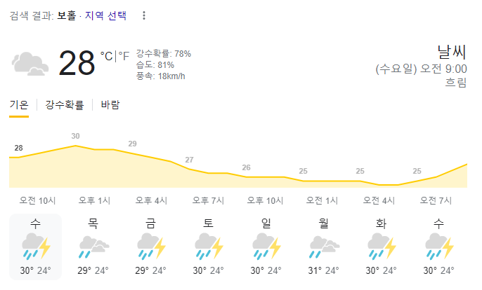  2023년 7월 12일 보홀 날씨 올려드려요~