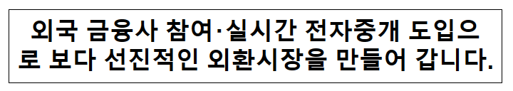 외국 금융사 참여･실시간 전자중개 도입으로 보다 선진적인 외환시장을 만들어 갑니다.