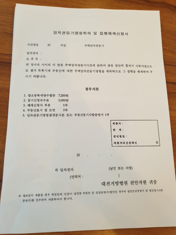  임차권 등기명령 말소방법 및 서류