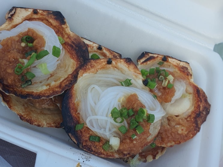  연태 개발구 차이윈청 야시장 - 샤오롱샤+가리비마늘구이