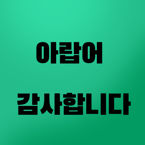  아랍어 감사합니다 표현 총정리