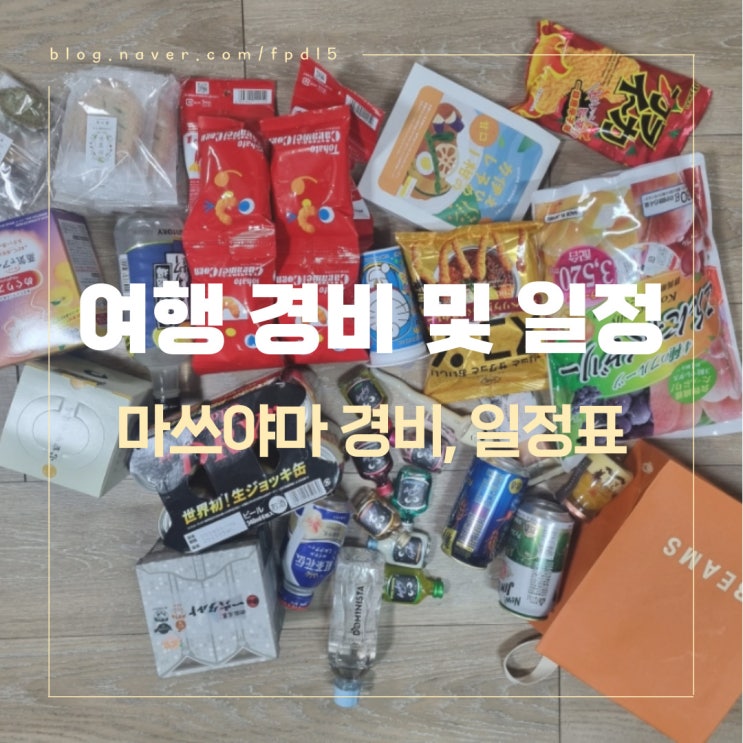  마쓰야마 소도시 여행 경비 정리 일정표 공유, 쇼핑 리스트
