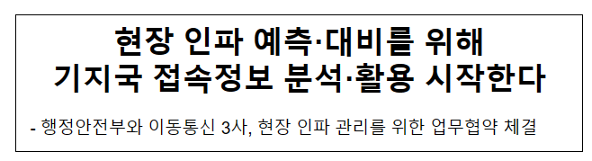 현장 인파 예측·대비를 위해기지국 접속정보 분석·활용 시작한다