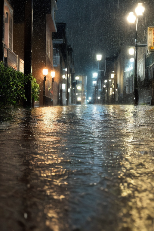 [Ai Greem] 배경_길거리 070: 폭우, 비 내리는 날, 비 오는 날 거리 풍경 관련 무료 썸네일, 이미지, 일러스트