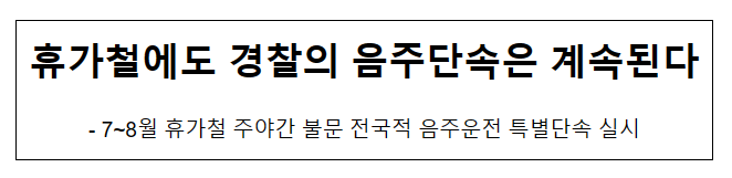 휴가철에도 경찰의 음주단속은 계속된다 휴가철에도 경찰의 음주단속은 계속된다