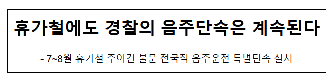 휴가철에도 경찰의 음주단속은 계속된다