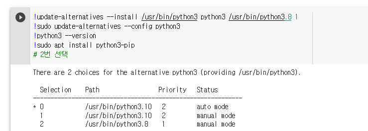  코랩 python 버전 변경 하는 방법