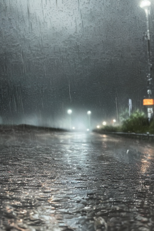 [Ai Greem] 배경_길거리 068: 폭우가 내리는 도시 거리의 모습, 폭우 관련 무료 일러스트, 이미지, 무료 썸네일