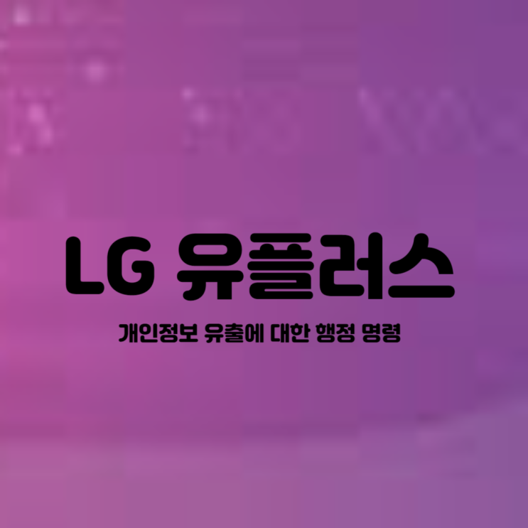  LG 유플러스 개인정보 유출의 행정명령(+보완할 점)