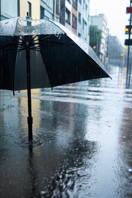[Ai Greem] 배경_길거리 067: 비 오는 날의 거리 모습 무료 이미지, 일러스트, 그림, 썸네일